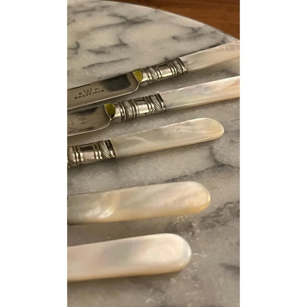 Vintage Sheffield Fruit Knives Mother Of Pearl Handles Set Of 5